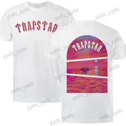 T230325T-shirts pour hommes Trapstar Street TShirts Hommes coucher de soleil sur la mer art Imprimer T-shirt Oneck Coton À Manches Courtes Casual Surdimensionné Tops Lâche Tops 220618