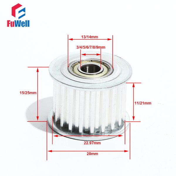 T5-15T Polea inactiva con/sin dientes Idler T5 15 Teeth Homing Polea 11/21 mm Ancho de la correa 3/4/5/6/7/8 mm Polea de cojinete de ralentí