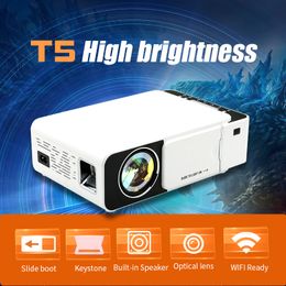 T5 LCD Android Video Projor Full HD 1080p Soporte 2600 Lumens LED LAMP WIFI BT 3D Manual Lente Smart Home Cinema