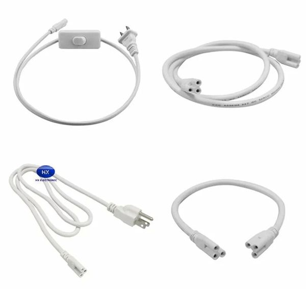 Fil de connexion T5 T8, cordons d'alimentation avec prise américaine standard pour tubes led intégrés T5 T8, câble d'extension à 3 broches 100cm 150cm LL