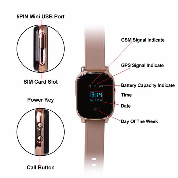 Reloj inteligente T58 para niños, niños, ancianos, adultos, GPS, pulsera de seguimiento, localizador personal, dispositivo de seguimiento GSM, llamada WiFi, reloj de pulsera gratuito para Android y iPhone