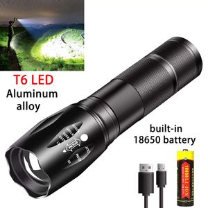 T6 aleación de aluminio A100 LED al aire libre carga USB multifuncional Mini Zoom pequeña linterna de luz fuerte 834117