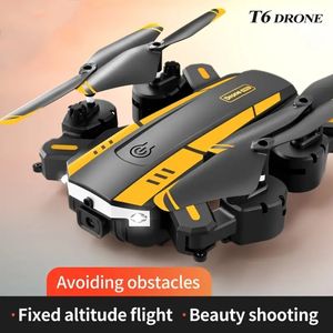 Drone pliant de photographie aérienne T6 HD, lumière LED, mode sans tête, retour à une touche, gyroscope à six axes, vol plus fluide, contrôle plus facile, cadeau pour Noël, Halloween