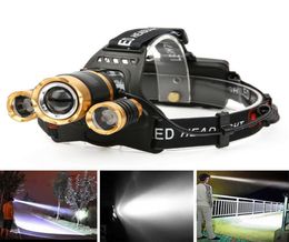 Lampe frappée de phare T6 LED 4 Mode Light Zoom Torch 18650 Chargeur de batterie Super Bright Induction Head Lamp1807679