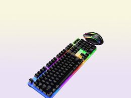 T6 USB Wired Keyboard Mouse Set Rainbow LED Backlight 104 touches 1000 DPI Keyboards mécaniques jeu pour ordinateur portable EPACKET9308768