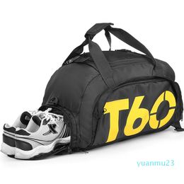 T60 New Men Sport Borsa da palestra Donna Fitness Impermeabile Outdoor Spazio separato per scarpe Borsa zaino Nascondi zaino22