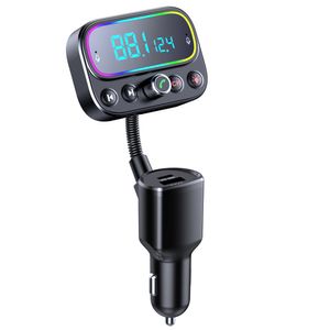 T67 18w charge rapide sans fil AUX Out modulateur d'autoradio transmetteur FM Kit mains libres Bluetooth lecteur MP3 avec chargeur double USB PD Type C