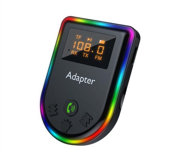Adaptador de MP3 para coche con luz LED colorida, 3,5mm, 2 en 1, transmisor y receptor inalámbrico de audio AUX bluetooth inalámbrico para tv