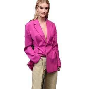 T728 damespakken blazers tij merk hoogwaardige retro mode ontwerper Franse stijl heldere ogen rose rode taille serie pak jas slanke plus size dames kleding