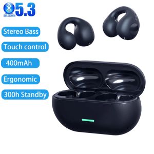 Écouteurs Bluetooth à Clip d'oreille T75, oreillettes à Conduction osseuse, sans fil, Surround 3D, stéréo, basse, casque de sport avec micro