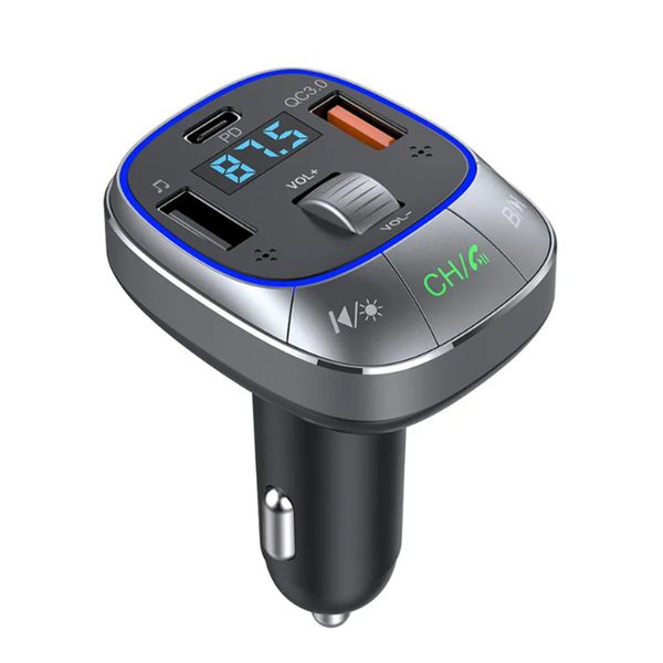 Reproductor de MP3 Bluetooth para automóvil T76 con carga de flash PD30W, carga rápida QC3.0, llamadas manos libres, radio FM y sonido de alta calidad