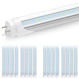 Ampoules LED T8 de 1,2 m, type B G13, bi-broches 24 W 6000 K-6500 K, tubes LED T12 de 1,2 m pour luminaires fluorescents, transparent, alimentation à double extrémité, retirer le ballast, éclairage de magasin d'entrepôt de garage.