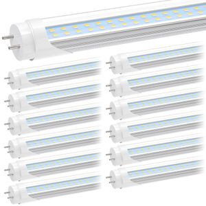 Ampoules LED T8 de 1,2 m pour magasin G13 24 W 5000 K T10 T12 de 1,2 m de remplacement pour luminaires fluorescents transparents à double extrémité pour garage, entrepôt, établi