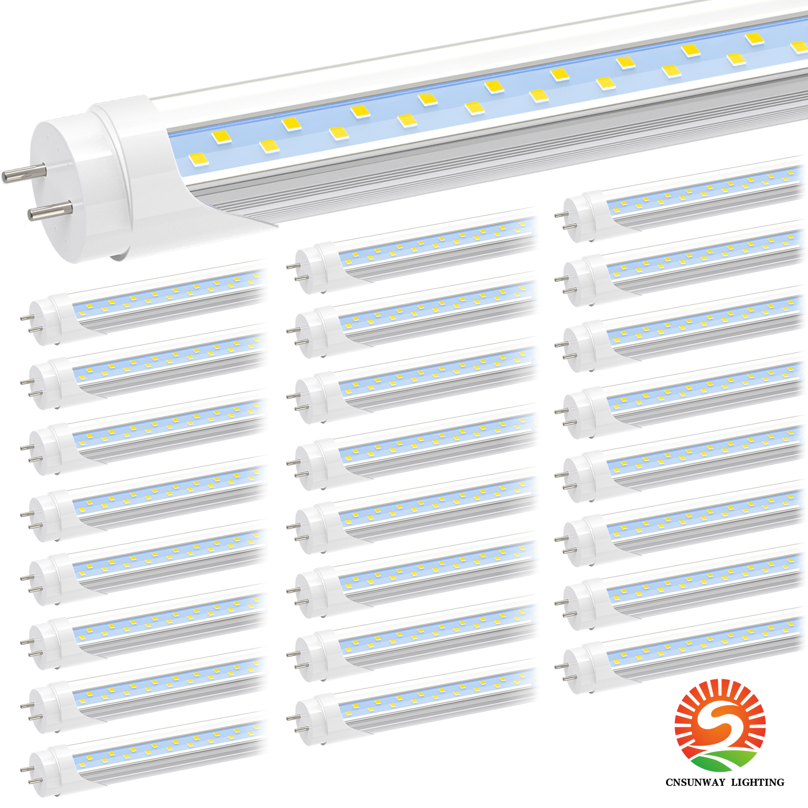Żarówki T8 LED LED, 24 W 6000K-6500K, 3000 lm, 48-calowa wymiana LED dla rurek floatescen, usuń balast, podwójny zasilany, przezroczysty, 4-metrowy magazyn garażowy