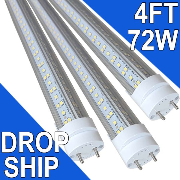 Ampoule tube T8 72 watts 48 pouces, 6 500 K, 7 200 lumens, lumière du jour, culot à deux broches G13, ampoule fluorescente T8 pour garages électriques à double extrémité, établis usastock