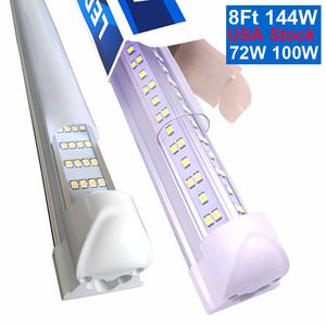 T8 8ft 4 rijen 144W geïntegreerde buislicht v vorm LED -buis T 8 4ft 5ft 6ft 8 ft koelere deur vriezer verlichting hoog efficiënte fluorescentielamp oemled