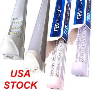 T8 8Ft 4 Rangées 144W Tube intégré en forme de V LED Tube T 8 4Ft 5Ft 6Ft 8 Ft Refroidisseur Porte Congélateur Éclairage Haute Efficacité Ampoules Fluorescentes Lampe Crestech168