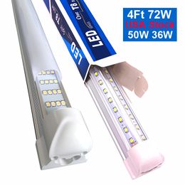 Tubo de luz Led T8 8FT 4FT 36W en forma de V, doble brillo, integración de 2,4 m para puerta de refrigerador, tubos de luces Led AC 85-277V, cubierta transparente oemled