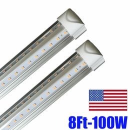 T8 8ft 72 vatios Tubo integrado Tubo V Tubo LED T8 4 pies 5 pies 6 pies 8 Ft Puerta de enfriamiento Freezer Led Lighting Crestecs