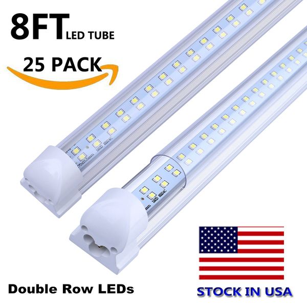 T8 8ft LED Shop Light 4 Filas 120W Lámpara de tubo integrada Forma de V Tubo LED 4ft 5ft 6ft 8 ft LED Accesorio de iluminación de garaje