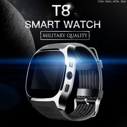 T8 Bluetooth montre intelligente avec caméra téléphone Mate carte SIM podomètre vie étanche pour Android iOS SmartWatch Android Smartwatch