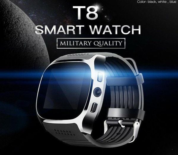T8 Reloj inteligente Bluetooth con cámara Teléfono Mate Tarjeta SIM Podómetro Vida resistente al agua para Android iOS SmartWatch android smartwatch 5401963