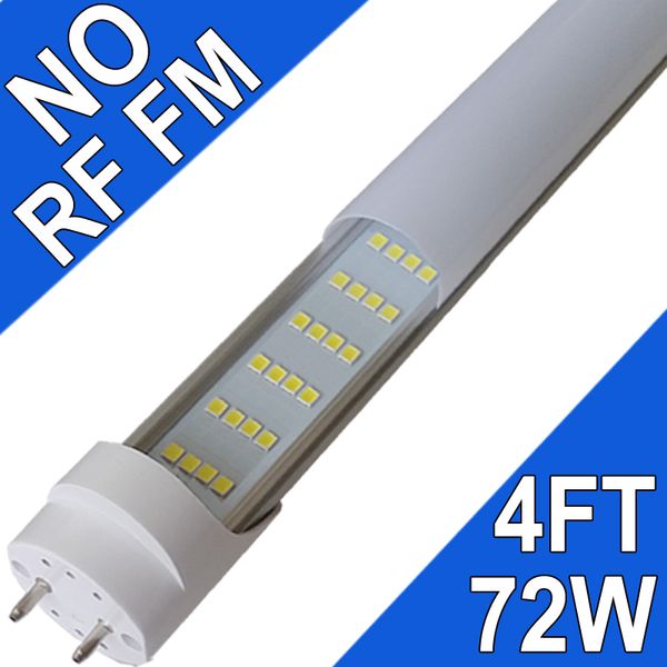 Lampe à tube linéaire fluorescent T8 CW 72 watts blanc froid, pilote NO-RF RM, ampoule de remplacement à 4 rangées pour luminaires T8, base G13 à deux broches, 6500K, couvercle laiteux usastock