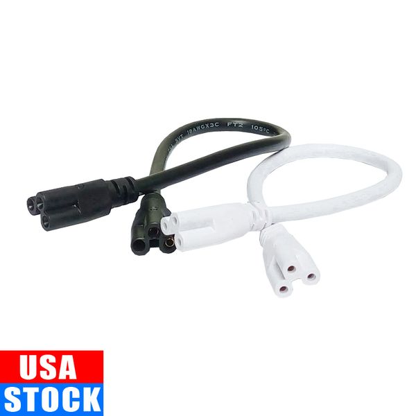 Soporte de cable de interruptor de extensión T8 Conector de cable de tubo LED T5 para cable de alimentación de luz de tienda con enchufe de EE. UU. 1FT 2FT 3.3FT 4FT 5FT 6 FT 6.6FT 100Pcs / Lot Crestech