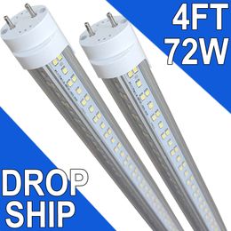 Tube LED de remplacement T8 G13 de 1,2 m, 6 500 K, 2 broches, 72 W, lumière du jour (ballast de dérivation), équivalent à 150 W, 7 200 lumens, alimentation double extrémité, couvercle transparent AC 85-277 V, USAstock