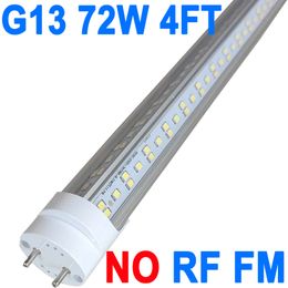 Tube LED de remplacement T8 G13 de 1,2 m, 6 500 K, 2 broches, 72 W, lumière du jour (ballast de dérivation), équivalent à 150 W, 7 200 lumens, couvercle transparent alimenté à double extrémité, AC 85-277 V, armoire de grange crestech