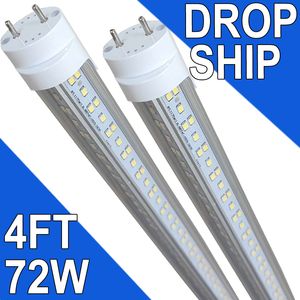 Tube LED de remplacement T8 G13 de 1,2 m, 6 500 K, 2 broches, 72 W, lumière du jour (ballast de dérivation), équivalent 150 W, 7 200 lumens, alimentation double extrémité, couvercle transparent AC 85-277 V, USAstock