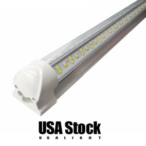 Tubo LED de doble fila integrado T8 4Ft 36W 50W 8Ft 72W 100W 144W SMD2835 Bombilla 4 8 Foot Lighting Fluorescente AC 110-277V 25PSC USALIGHT