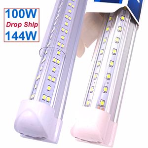 Tube LED à double rangée T8 intégré 4 pieds 36 W 8 pieds 72 W 100 W 144 W SMD2835 ampoule de lampe 4 8 pieds éclairage LED fluorescent ultra lumineux lumière du jour 6500 K lumières de magasin