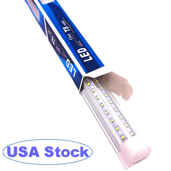 Tube LED à double rangée T8 intégré 4 pieds 5 pieds 8 pieds 72 W 100 W 50 W 48 W SMD2835 ampoules de lampe 8 pieds éclairage LED fluorescent ultra lumineux lumière du jour Shop Lights usastar