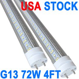 Crestech Ampoules tube LED T8 de 1,2 m de remplacement fluorescent avec contournement de ballast, blanc froid 6 500 K, 72 W, couvercle transparent, alimentation double extrémité, contournement de ballast AC85-277 V