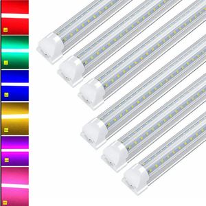 T8 LED Color Tubes Light 4FT 8FT 28W 72W GEÏNTEGREERDE V Vorm Rood Blauw Geel Roze Oranje Kleur Buis Lichten