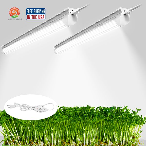 Lampe de croissance LED T8, lampe de culture de plantes de 0,6 m 80 W (20 W x 4), lumières à spectre complet à haut rendement, minuterie, lampes de croissance connectables pour plantes d'intérieur, légumes et fleurs, lot de 4