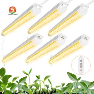 T8 LED Grow Light, 4ft Plant Light armatuur, 40W, 1400W Equivalent, Full Spectrum, Linkable Design met timing, T8 geïntegreerde groeilamp armatuur, 6 pack