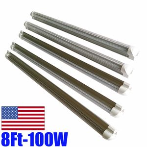 T8 LED Intégré tube 4ft 5ft 6ft 8ft 8ft en forme V double rangée SMD2835 Couverture transparente blanche froide 6500K