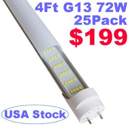 T8 LED-gloeilampen 4 voet buislicht, dubbel eindigend vermogen, fluorescerende vervanging 4ft LED-lampen V-vormige matte melkachtige deksel, bi-pin G13 Base geen RF-driver usastar