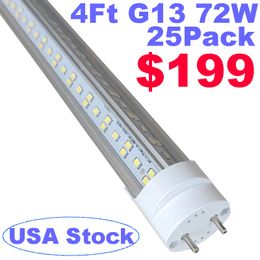 T8 LED-gloeilampen 4 voet Type B Tube Light, Dubbel uitgesproken vermogen, fluorescerende vervanging 4ft LED-lampen V-vormige heldere afdekking