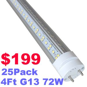 T8 LED-gloeilampen 4 voet, Type B Tube Light, Double Ended Power, Fluorescent Vervanging 4ft LED-lampen V-vormige heldere deksel, Bi-Pin G13 Base No RF Driver Oemled