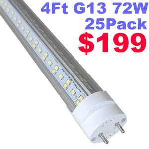 T8 LED-gloeilampen 4 voet, Type B-buislicht, dubbele uiteinde vermogen, fluorescerende vervanging 4ft LED-lampen V-vormige heldere deksel, Bi-Pin G13 Base No RF Driver Crestech888