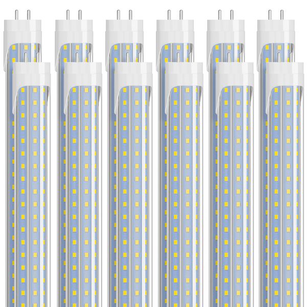 Bombillas de tubo LED T8 4FT 36W 4680Lm 6000K 5000K Luz diurna fría Blanco T10 T12 Reemplazo fluorescente quitar lastre Bi Pin G13 en forma de D Lámpara de almacén de garaje de doble extremo