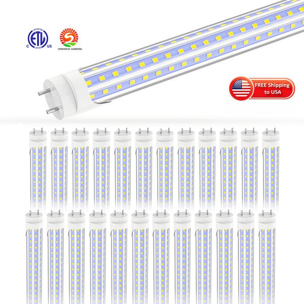 T8 LED Tube Ampoules 4FT 36W 60W 4680Lm 6000K Blanc froid Lumière du jour Fluorescent Remplacement en forme de D Bi Pin G13 double extrémité ETL