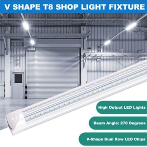 T8 LED-buizen V-vormig 8ft 100W AC85-265V Geïntegreerd licht PF0.95 SMD2835 2.4M 5000K 5500K 8 voet fluorescentielampen 8 '8 voet lineaire staafbollen accessoires v vorm bevestiging