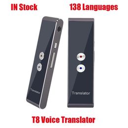 Mini traductor de voz portátil T8, 138 idiomas, aprendizaje de negocios inalámbrico, oficina, interpretación simultánea, traductor electrónico