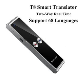 Mini traducteur intelligent sans fil portable T8 68 traducteur bidirectionnel multi-langues en temps réel pour apprendre les réunions d'affaires en voyage 240131