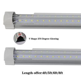T8 magasin allume 2 pieds 3 pieds 4 pieds 5 pieds LED Tube lumière V forme intégrée Tubes LED 2 3 4 5 pieds refroidisseur porte congélateur LED éclairage
