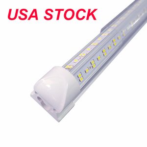 Tubo de luz LED de 25 piezas, 8 pies 100 W, lámpara de bombilla integrada en forma de V de doble cara, funciona sin balasto T8, Plug and Play, cubierta de lente transparente, 6000 k 144 W 6500 K 14400 LM